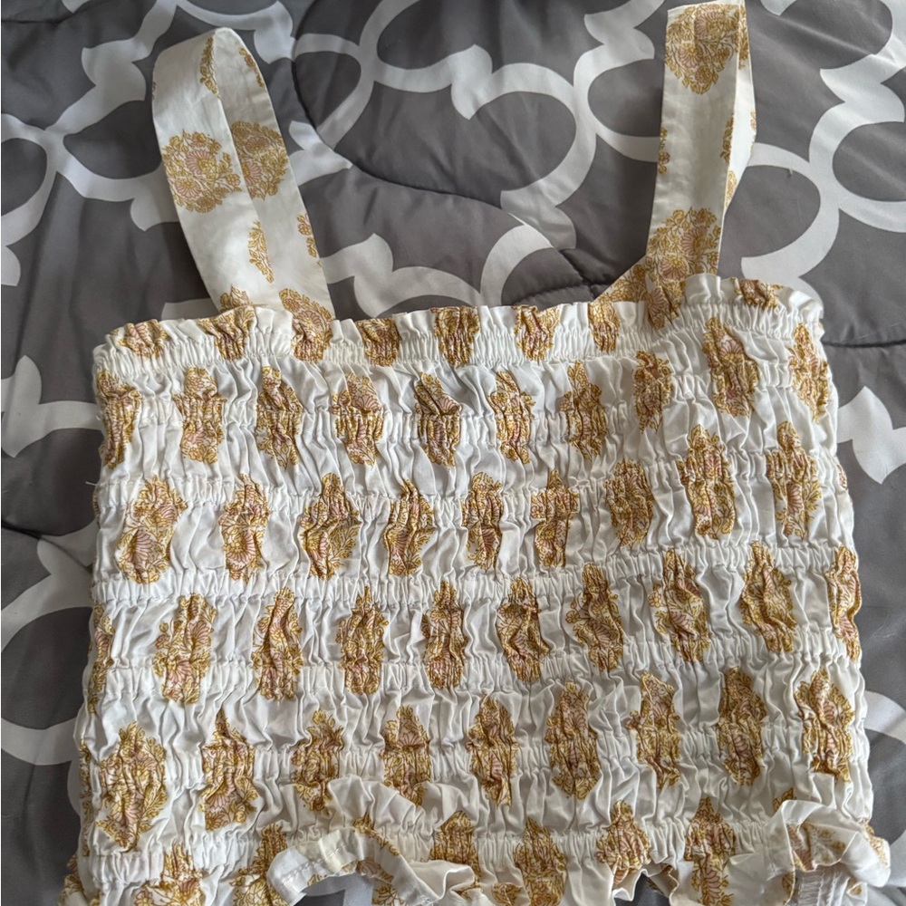 J.Crew Gold and White Textured Top